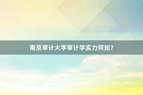 南京审计大学审计学实力何如？
