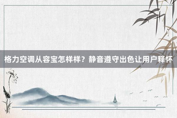 格力空调从容宝怎样样？静音遵守出色让用户释怀